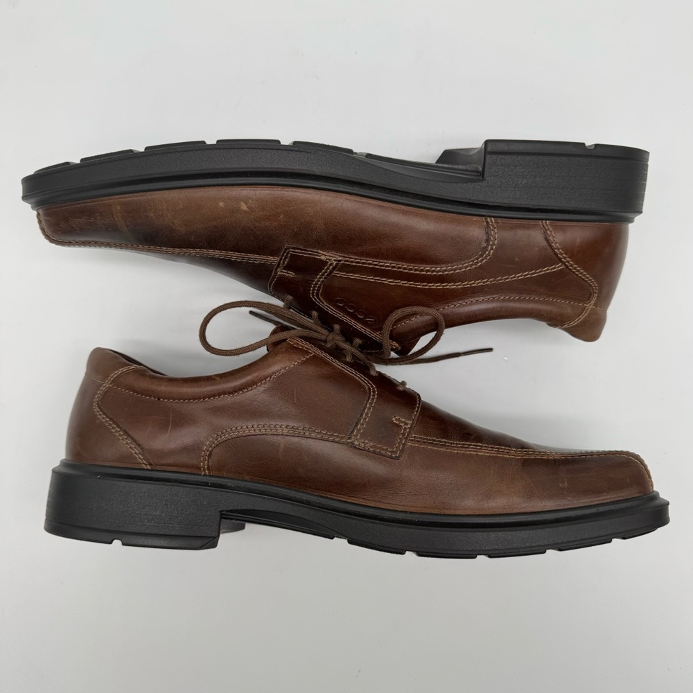 ecco Brown Leather Derby Shoe Size 45/11-11.5 - Picture 7 of 13
